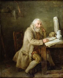 Vieil homme lisant un manuscrit